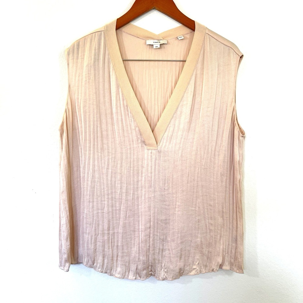 Vince Womens Pleated Crushed Sleeveless Top Size‎ M Blush Lightweight Flowy